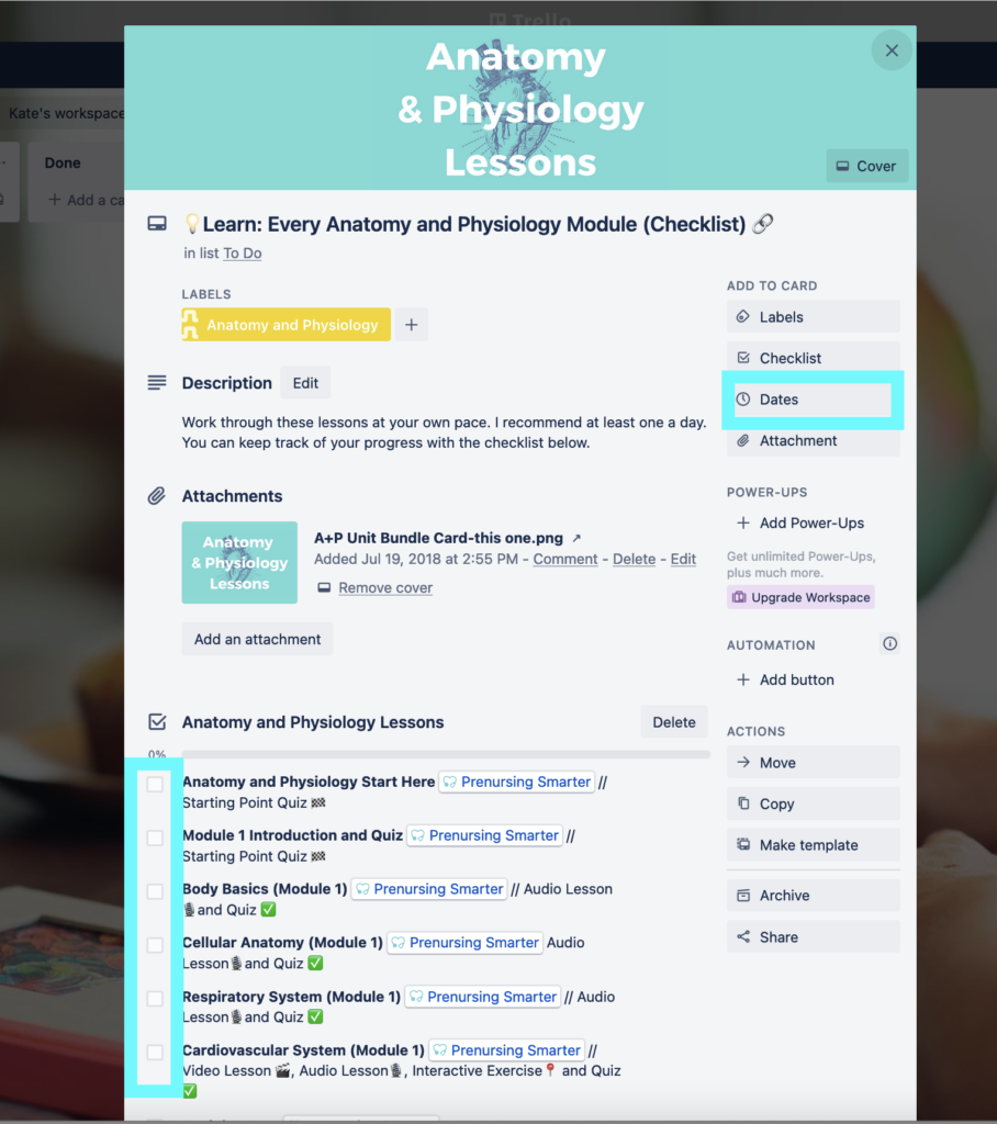 teas study plan checklist